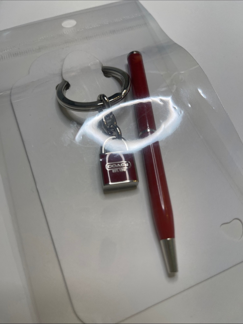 COACH Red Padlock Keychain and Coach Pen - Picture 7 of 8